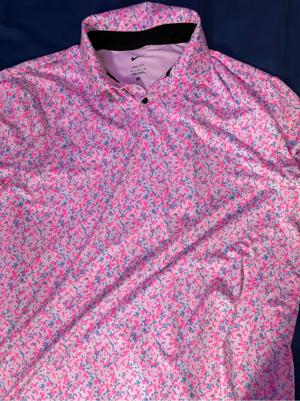 Nike Pink and Blue Printed Golf Polo - Picture 1 of 1